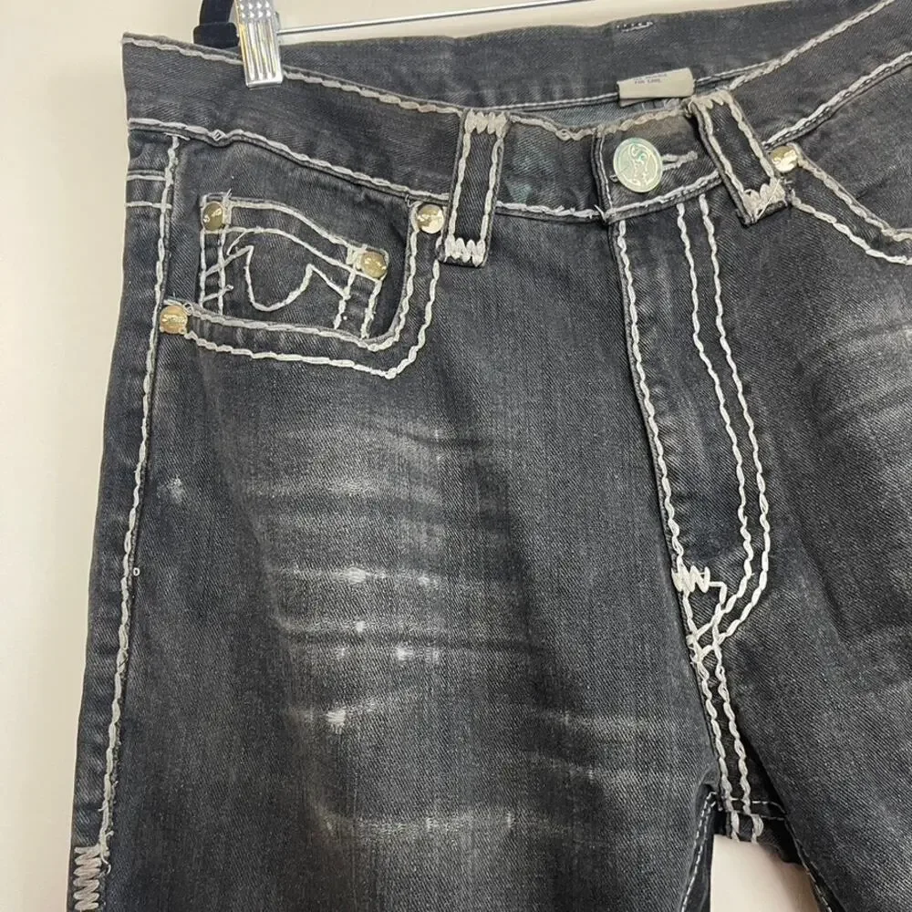 Rock Revival X True Religion Smeat Vintage‎ Washed Embroidered Distressed Jeans